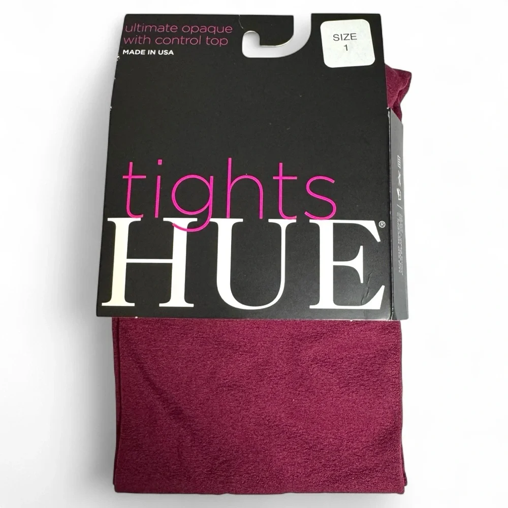HUE Ultimate Opaque‎ Control Top Tights Womens Size 1 Scarlet Red